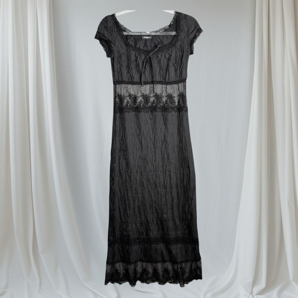 Sinequanone‎ Midi Lace Dress Black Womens Size M Whimsigoth Witchy Y2K Vamp Goth